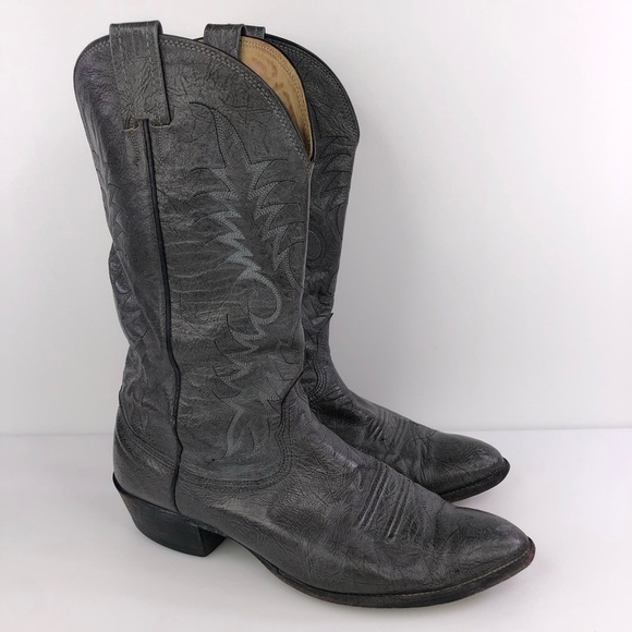 Nocona Gray Leather Cowboy Western Boots Size 10.5EE - Picture 1 of 9